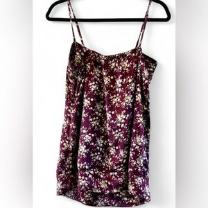 Romy Purple Floral Tank Top Adjustable Straps Size Large Camisole Blouse Flowy